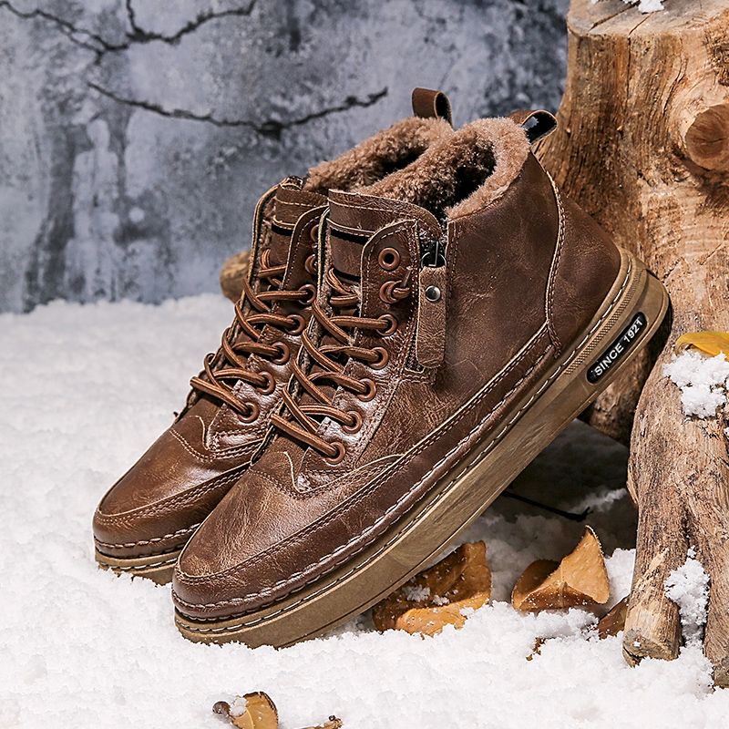 New Leather Spring Men's Shoes High-top Men's Heightening Tooling Martin Boots_vogvips.com