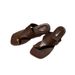 Grape Mom's Style Square Toe Flip Flop Sandals Women's Stylish Summer Suede PU Brown Rubber Sole Shoes_vogvips.com