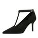 3639-A French Style Elegant Stiletto Pointed Toe Shallow Mouth Suede One-Strap Super High Heels Slimming Single Shoes_vogvips.com