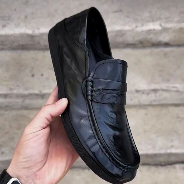 Foot Comfort Shoe Bag 2024 New Business Casual Leather Shoes Low-top Men's Slip-on Loafers 8816._vogvips.com