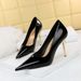 7122-A1 Sexy Slim Fit Metal Thin High Heel Shallow Toe Shiny Lacquer Leather Women's Single Shoe_vogvips.com