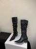 Spicy Girl Pointed Toe Ruched Women Long Tube Riding High Over-the-Knee 2025 New Thick Heel Slouch Boots_vogvips.com