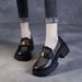 Slip-On For Women 2025 Summer New Thick-Soled Loafers Hollow Breathable Mesh Small Leather Shoes_vogvips.com