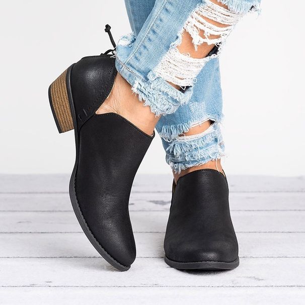 2020 Autumn Winter New Pointed Toe Low Heel Ankle Short Boots Plus Women's Shoes Size 43_vogvips.com