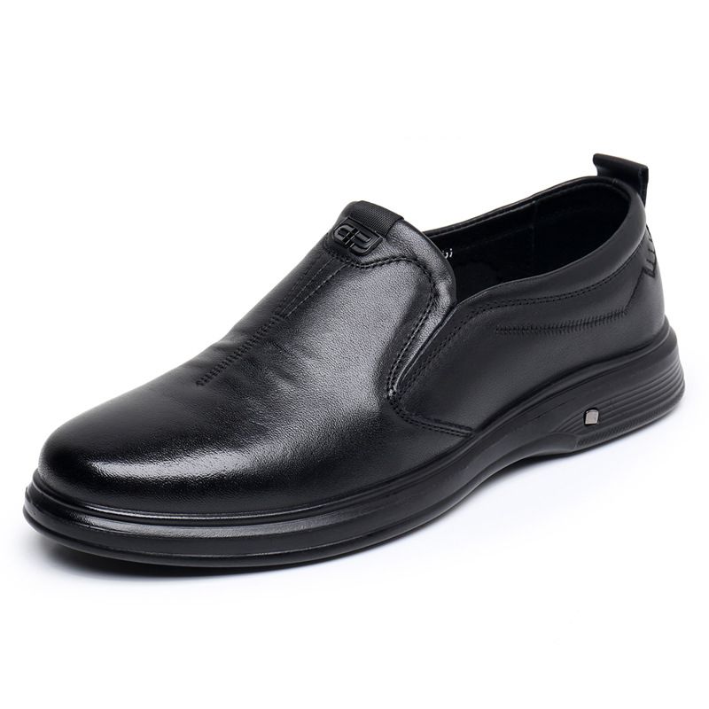 Spring New Top Layer Cowhide Casual With Soles Soft Surfaces, Comfortable Men's Shoe Covers For Middle-aged And Elderly_vogvips.com