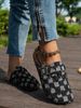 Women's Mules New Spring Vintage Slip-On Casual Loafers With Denim Upper, Cork Texture, Closed-Toe Half-Slippers, Flat Slippers With Adjustable Buckle_vogvips.com