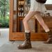Genuine Soft Leather Boots With Belt Buckle, Stacked Mid-calf Riding Martin Women's Boots, Slimming, Wasteland Style_vogvips.com