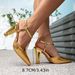 Women's Shoes Gold Sandals Party Irregular Heel Fashion Pointed Toe Metal Chain Simple Buckle High Heels_vogvips.com