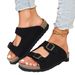 Soft Thick Sole Slide Sandals 2024 New Retro Belt Buckle Versatile Style Women's Outdoor Casual Slippers_vogvips.com