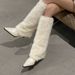 Style European And American White Furry Fashion Autumn Winter New Warm Cotton Thin High Heel Boots For Women_vogvips.com