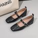 French Square Head Soft Sole Mary Jane Shoes Late Evening Breeze Word With Light Mouth Single Shoes Low Heel_vogvips.com