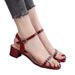 silver Rhinestone Chunky Heel Women, 2026 Summer, Suitable Pairing With Skirts, Foreign Trade, Plus Size, Fashionable_vogvips.com