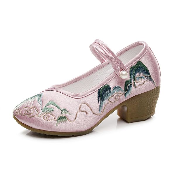 Qingshan High Heels Embroidered Cloth And Mesh 2025 Summer New Style Paired With Qipao Horse Face Skirt, Chinese Classic_vogvips.com