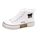 Comemore High-top Canvas Woman Vulcanized Shoes Flats Casual Espadrilles For Women Spring Lady Black White Bear Lace Up_vogvips.com