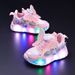 2026 Spring And Autumn New Model Light-Up Princess Butterfly Rotating Buckle Sneakers For Kids, Cartoon LED Glowing_vogvips.com