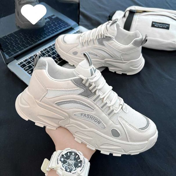 European Style Men's Shoes Summer Breathable Trendy Brand High-End Thick-Soled Height-Increasing Mesh Sports Casual_vogvips.com