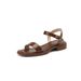 Hong Kong Retro Simple One-strap Genuine Leather Roman Sandals For Women, Summer Flat Soft Thick-soled Beach Open-toe_vogvips.com