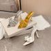 New European And American Foreign Trade Floral-decorated Pointed-toe Flat-heel High-heeled Sandals, Niche Women's_vogvips.com
