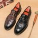 Euro Step 2025 Spring Brogue Leather For Men Breathable Korean Style Business Casual Suit Wedding Groom Formal Height Increasing_vogvips.com