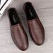 European Warm Series Large Size Cotton-Padded For Men, Genuine Leather Sole Soft Surface Lightweight Loafers, Men's Autumn Winter Business_vogvips.com