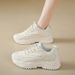 White Women 2024 New Leather Chunky Sneakers Women's Sports Thick Tennis Vulcanized Basket Platform Shoes_vogvips.com