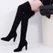 SHLIANG Fashion Over The Knee Women Boots Stretch Fabrics High Heel Slip On Shoes Pointed Toe Woman Long Boots Size Plus Size 34-43 SB202_vogvips.com