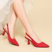 088 Foreign Trade European Last Pointed High Heels Thin Heel Solid Color Velvet Closed Toe Backless French Style_vogvips.com