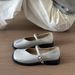 French Evening Wind Silver Mary Jane Shoes Women's Skirt Loafer Small Leather Shoes Flat Shoes_vogvips.com