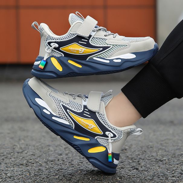 Wholesale Big Kids Mesh Boys Leather Sports Spring Autumn Back-To-School Season Running Casual Shoes Non-Slip_vogvips.com