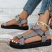 Sandals Thick Sole Summer New Beach Velcro Bow Large Women's Shoes_vogvips.com