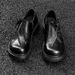 ShoeVault Inner Height Increase Wrinkled Trendy Thick Sole Raised Leather Men And Women Casual British Style Derby Black Commuting_vogvips.com