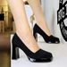 9987 High-end Square Toe Suede Women's Waterproof Platform, Thick Heel, Super, Single Shoes, Plain And Simple High_vogvips.com