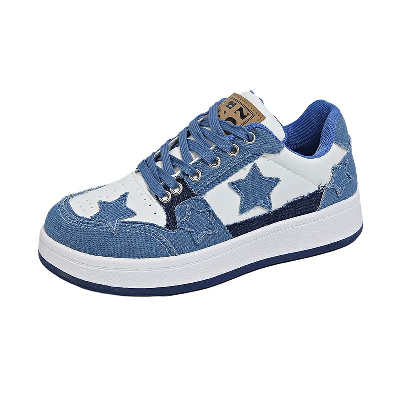 Summer Women's Sneakers New Star Thick Bottom Flat Patchwork Color Ladies Casual Fashion Anti-slip Women Vulcanize Shoes_vogvips.com
