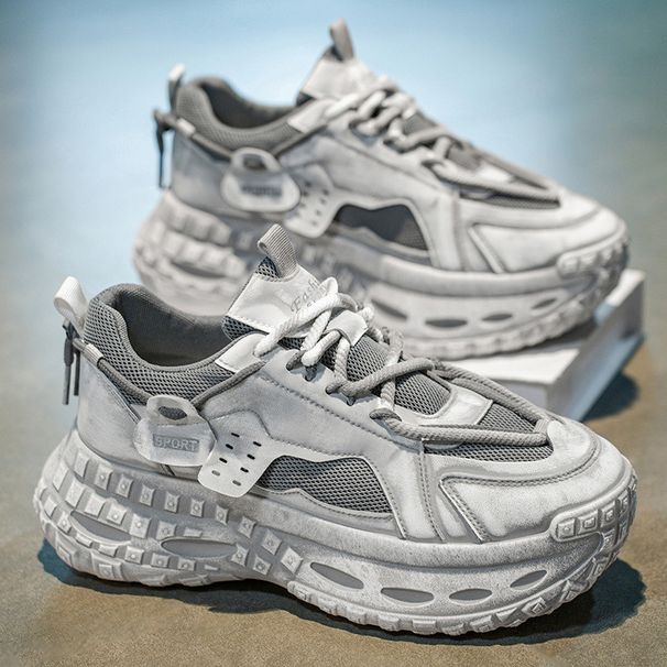Men's Summer Breathable Mesh Sneakers – Lightweight Casual Shoes With Tire Sole, Trendy Dad Shoes For Teens & Youth Thick Bottom Daddy Shoes Men_vogvips.com