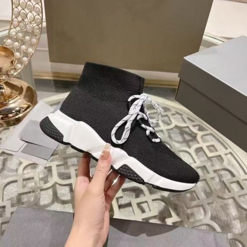 Paris-Style Unisex High-Top Breathable Lace-Up Lightweight Slip-On Fly-Knit Sock Sneakers_vogvips.com