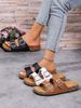 Women's Teen Mules New Spring And Summer Vintage Casual Slip-On Shoes Pu Upper Double Strap Half-Slip Flat Sandals With Adjustable Buckle_vogvips.com