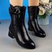 ShoeVault Genuine For Women, New Autumn And Winter Soft Leather Short Tube Mid-Calf Martin , Versatile Mid-Heel Fleece-Lined_vogvips.com