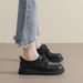 Black Lace-up Small Leather Shoes Women's College Style Platform Loafers Retro Soft-soled Single Shoes_vogvips.com