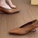 French-style Wedge Heel Pointed-toe Shallow Single Women, Elegant And Simple, Suitable For Commuting, Small Leather_vogvips.com