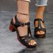Cross-Border Plus Size For Women 2025 Summer New Solid Color European And American Style Fish Mouth Thick One-Strap High_vogvips.com