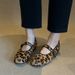 Sheepskin Version Niche Leopard Print One Strap Shallow Mouth Single Shoes For Women Flat Mary Jane Women's Shoes_vogvips.com
