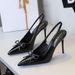 French Bag Head Rear Empty Shallow Mouth Pointed Head Thin Heel Single Shoes Women's Bow Back Strap High Heel Women's Shoes_vogvips.com