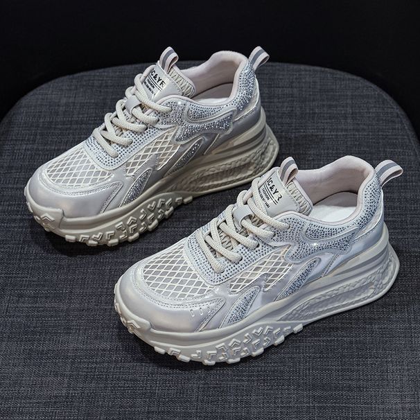 Little White Shoes Women's Mesh Breathable And Light Casual Small Thick-soled Heightening Women's Shoes_vogvips.com