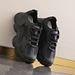 Fashion Sport 2025 New Summer Black Casual Chunky Sneakers Women Mesh Leather Platform Shoes_vogvips.com