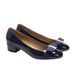 European American Patent Leather Bow Flat Women's Thick Mid Heel Round Toe Single Shoes Women Spring And Autumn Retro_vogvips.com