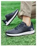 Men Solid White Waterproof Golf Shoes Spikeless Anti Slip Breathable Cushioned Sole Outdoor Sport Sneakers_vogvips.com