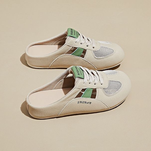 Half Tray White Shoes Female Student Mesh Breathable Heightening Shoes Casual Board Shoes_vogvips.com