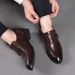 Men's leather leather toe layer sheepskin men's formal business shoes set toe head English casual Hollow sandals_vogvips.com