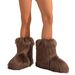 Faux Fox Fur Snow Boots For Women - Fluffy Winter Booties With Rubber Sole, Low-Cut Round Toe Slip-On, Y2K Fashion Soft Faux Fur Lined Shoes_vogvips.com