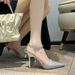 French Small Fragrant Style High Heeled Baotou Sandals For Women 2025 New Spring Slim Heel Fashion With Rhinestone_vogvips.com